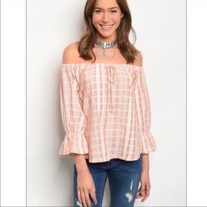 Gingham Peaches and Cream Striped Off the …